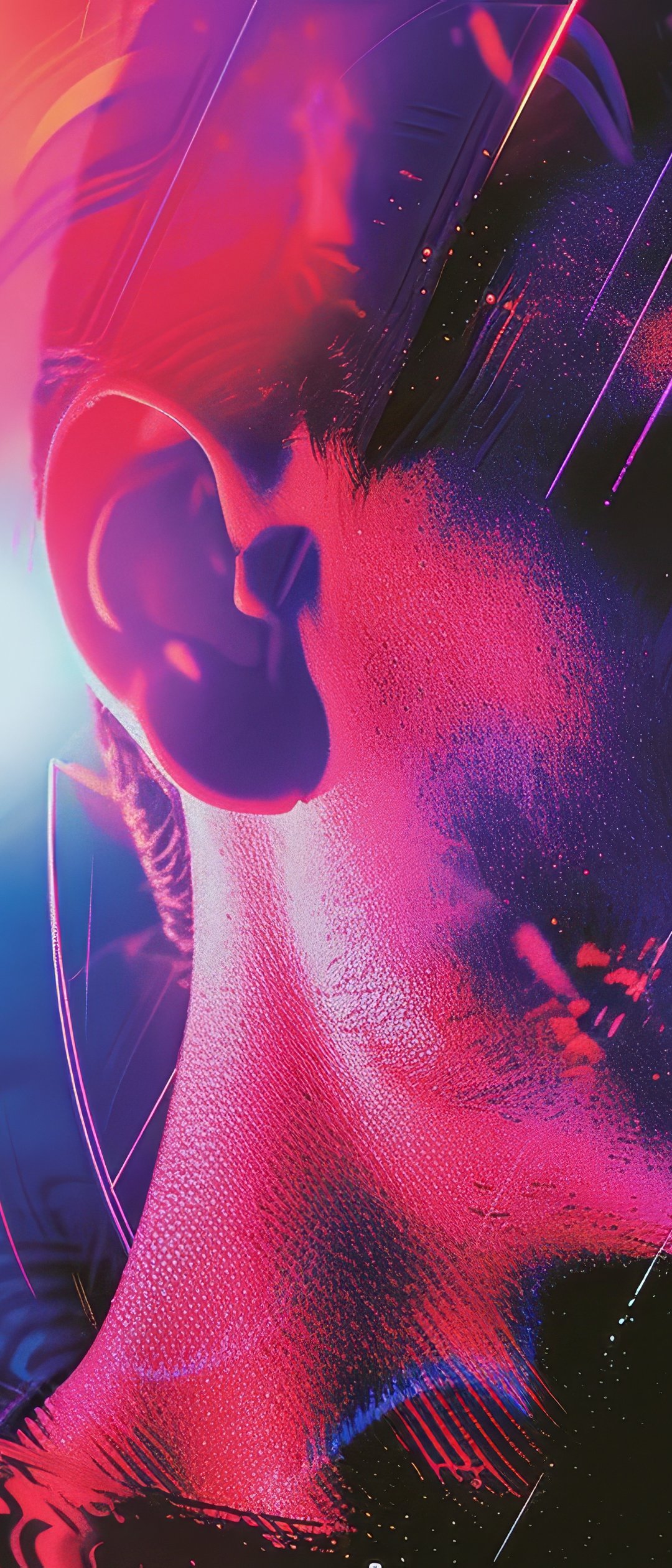 Neon glitch with a man - Wallpapers for Samsung Galaxy Z Flip7, Sony Xperia 5 II/5 III/5 V/10 IV/10 V, Xiaomi Mix Fold 3 in 1080x2520 resolution