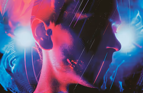 Abstraction wallpapers: man, glitch, neon, darkness