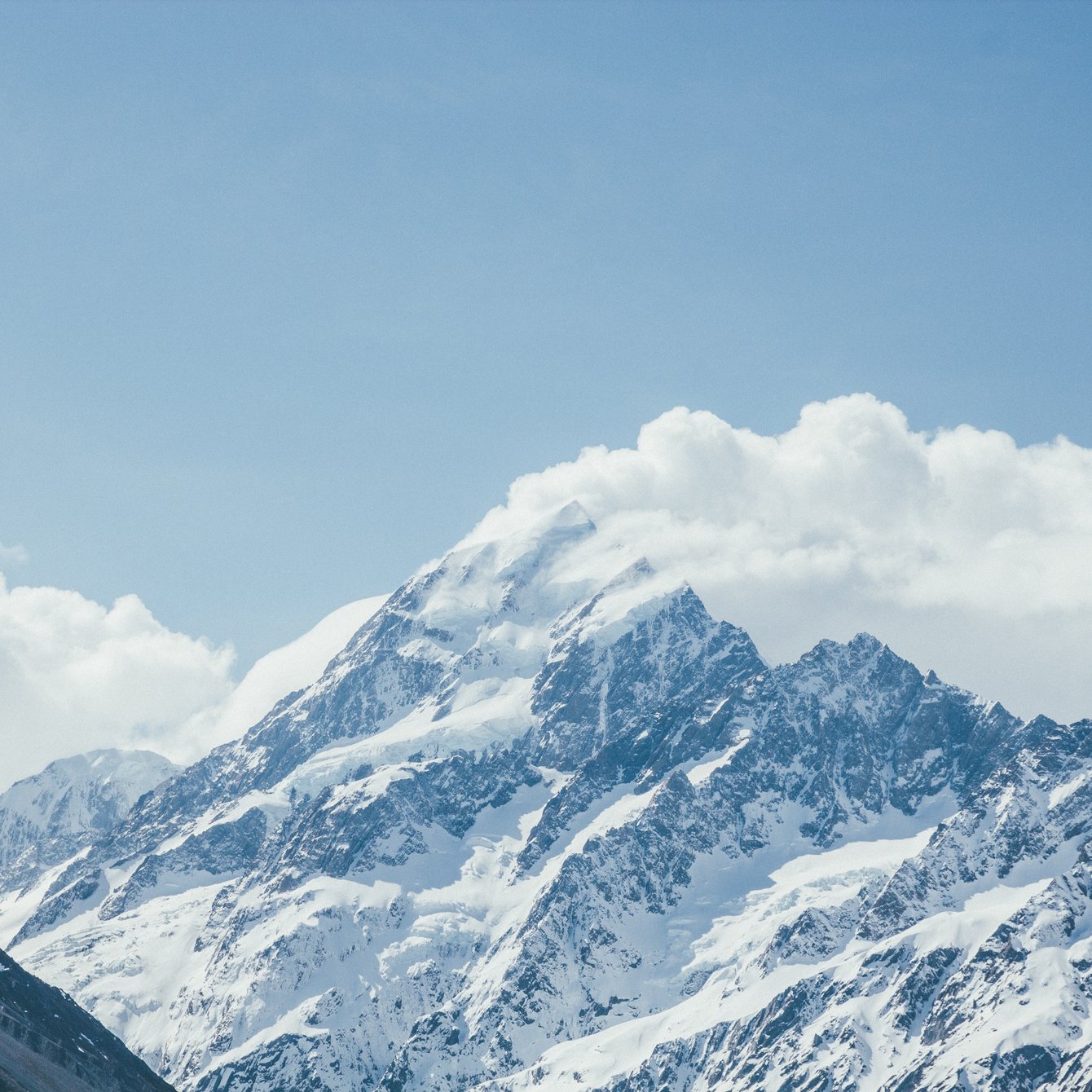 Snowy Mountain Peaks with Cloud Cover - Wallpapers for Samsung Galaxy Tab in 1340x1340 resolution