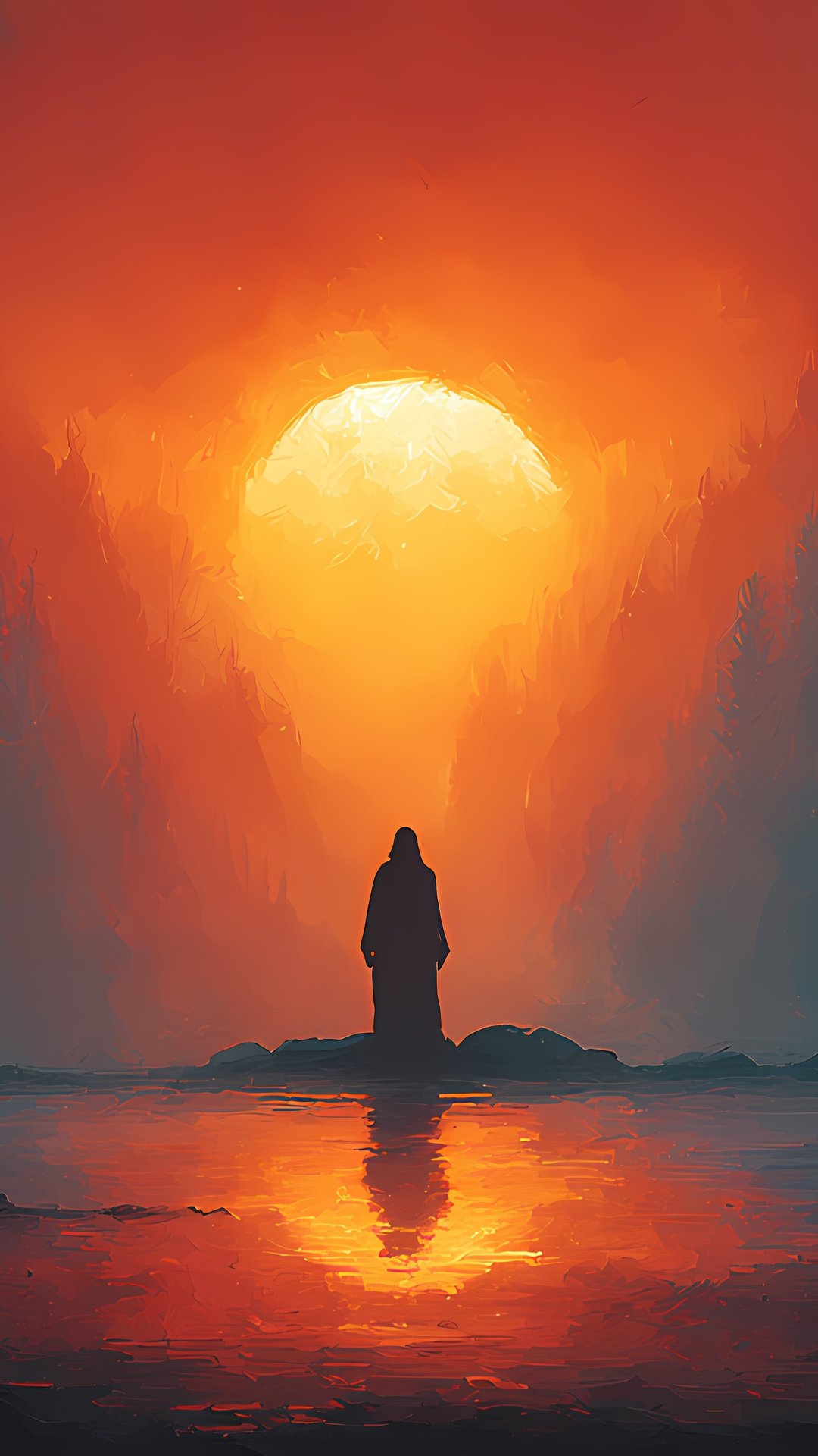 Man at sunset in the forest - Wallpapers for Samsung, Honor, Sony in 1080x1920 resolution