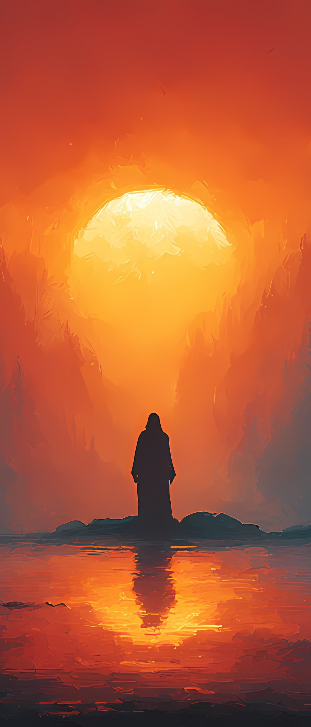 Man at sunset in the forest - Wallpapers for Samsung Galaxy Z Flip7, Sony Xperia 5 II/5 III/5 V/10 IV/10 V, Xiaomi Mix Fold 3 in 1080x2520 resolution