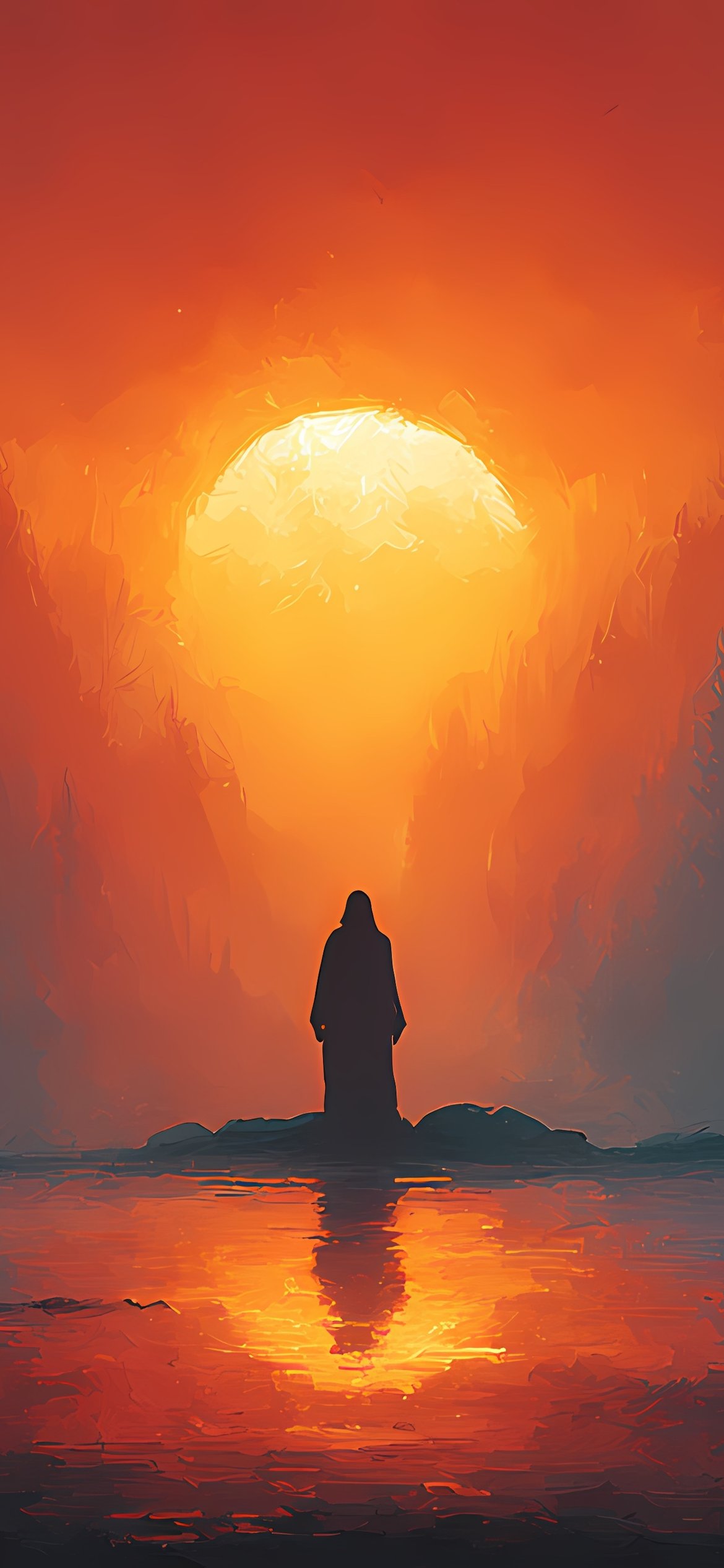 Man at sunset in the forest - Wallpapers for iPhone 12 Pro/13 Pro/14 in 1170x2532 resolution