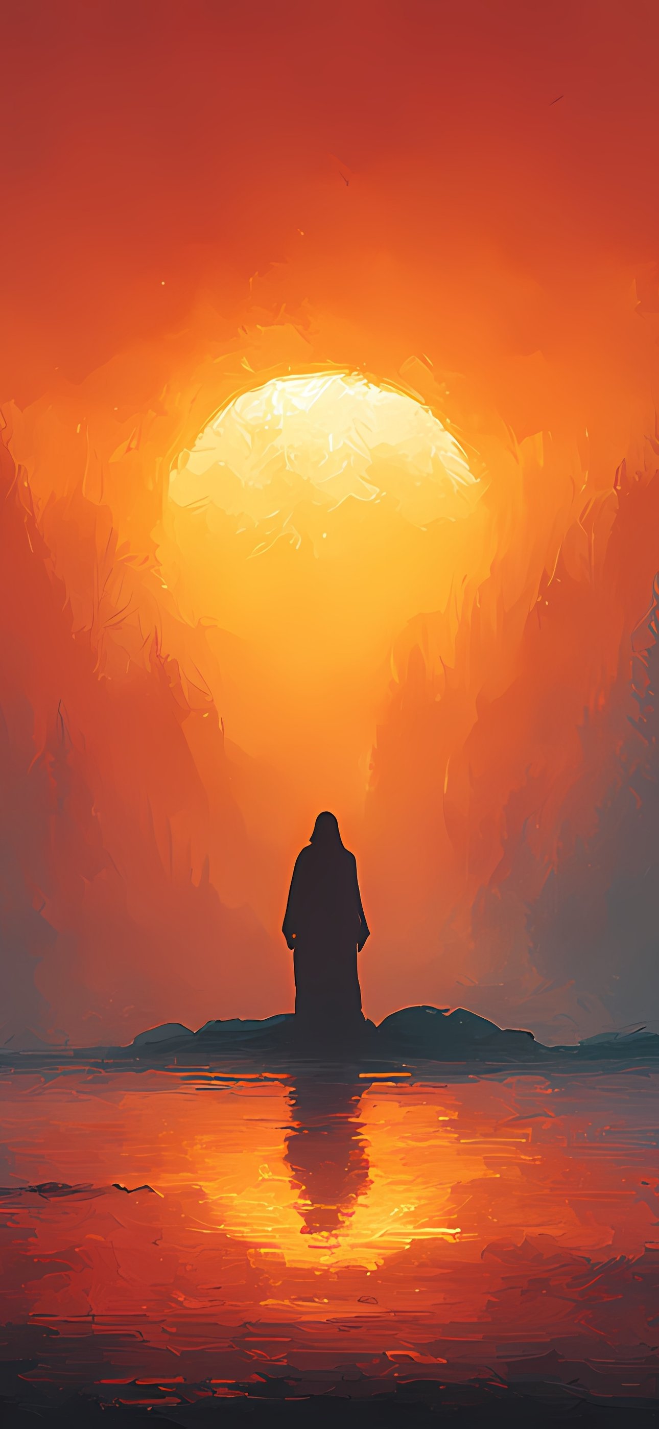 Man at sunset in the forest - Wallpapers for iPhone 15 Pro Max/14 Pro Max in 1290x2796 resolution