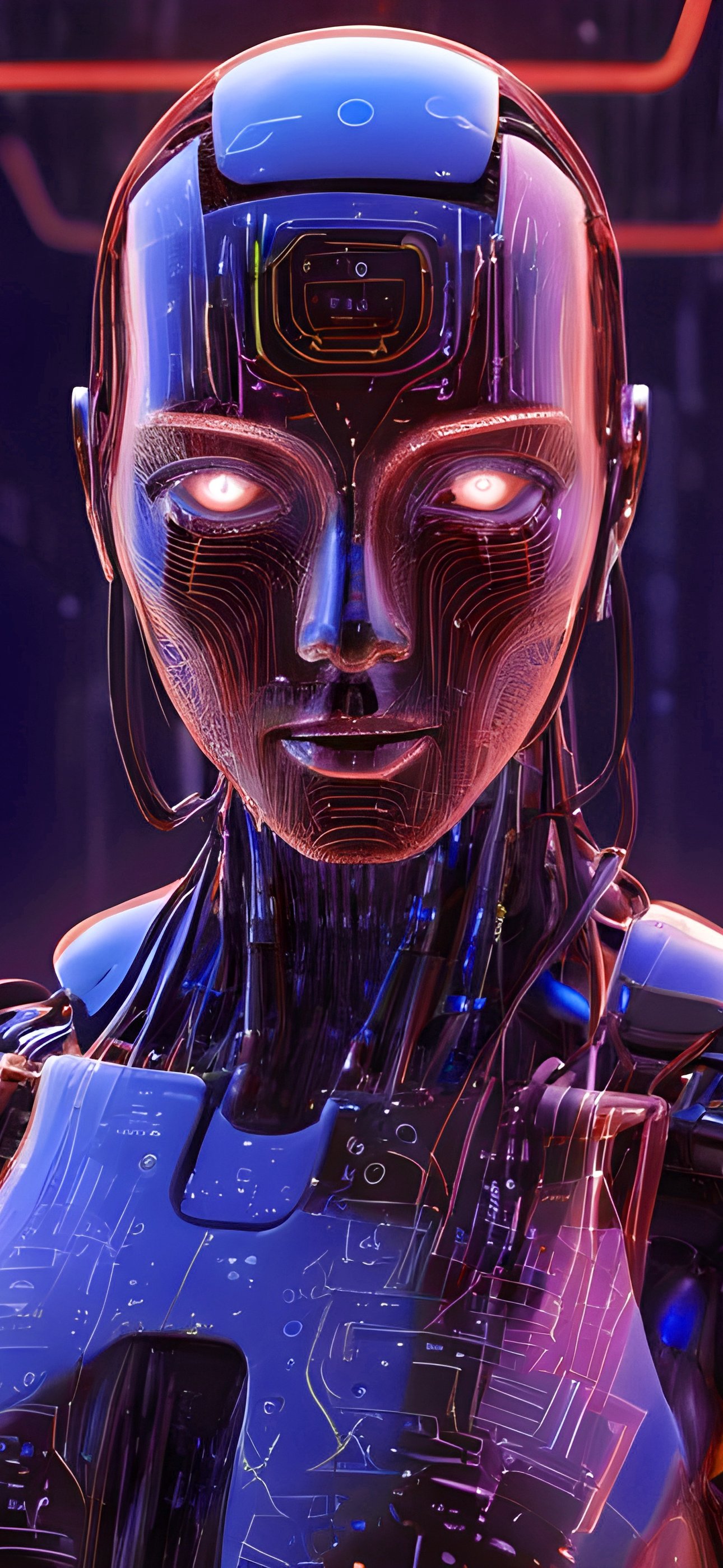 Futuristic android with glowing circuits - Wallpapers for iPhone 15 Pro Max/14 Pro Max in 1290x2796 resolution