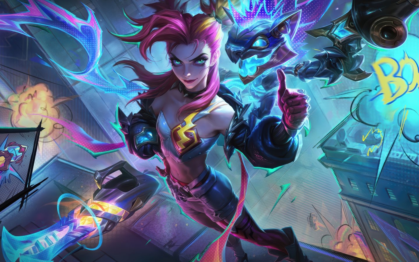 Jinx from League Of Legends with a thumbs up - WSXGA wallpapers in 1440x900 resolution