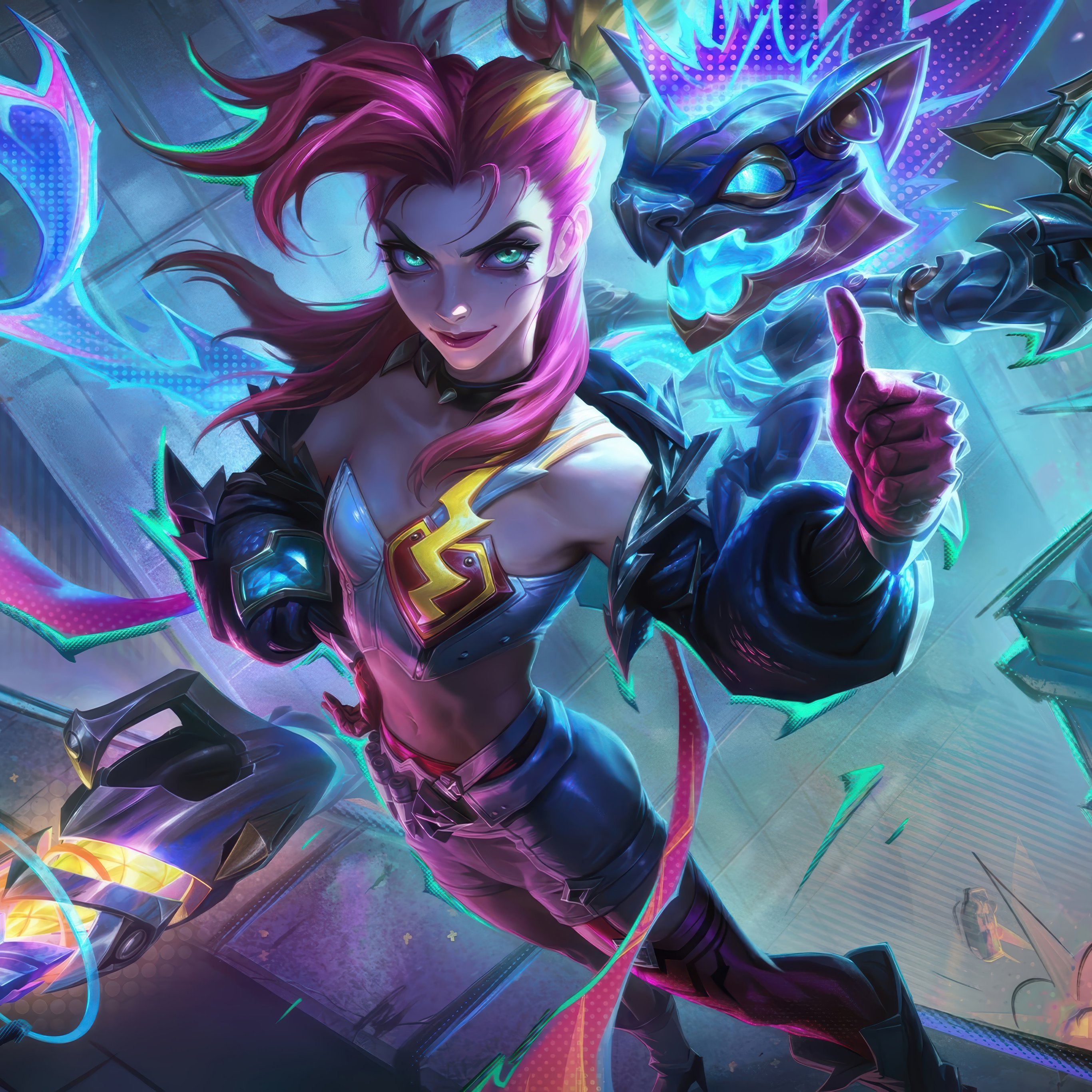 Jinx from League Of Legends with a thumbs up - Wallpapers for iPad Pro 12.9″ in 2732x2732 resolution