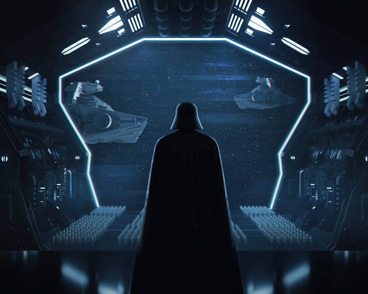 Darth Vader watches the fleet - SXGA wallpapers in 1280x1024 resolution
