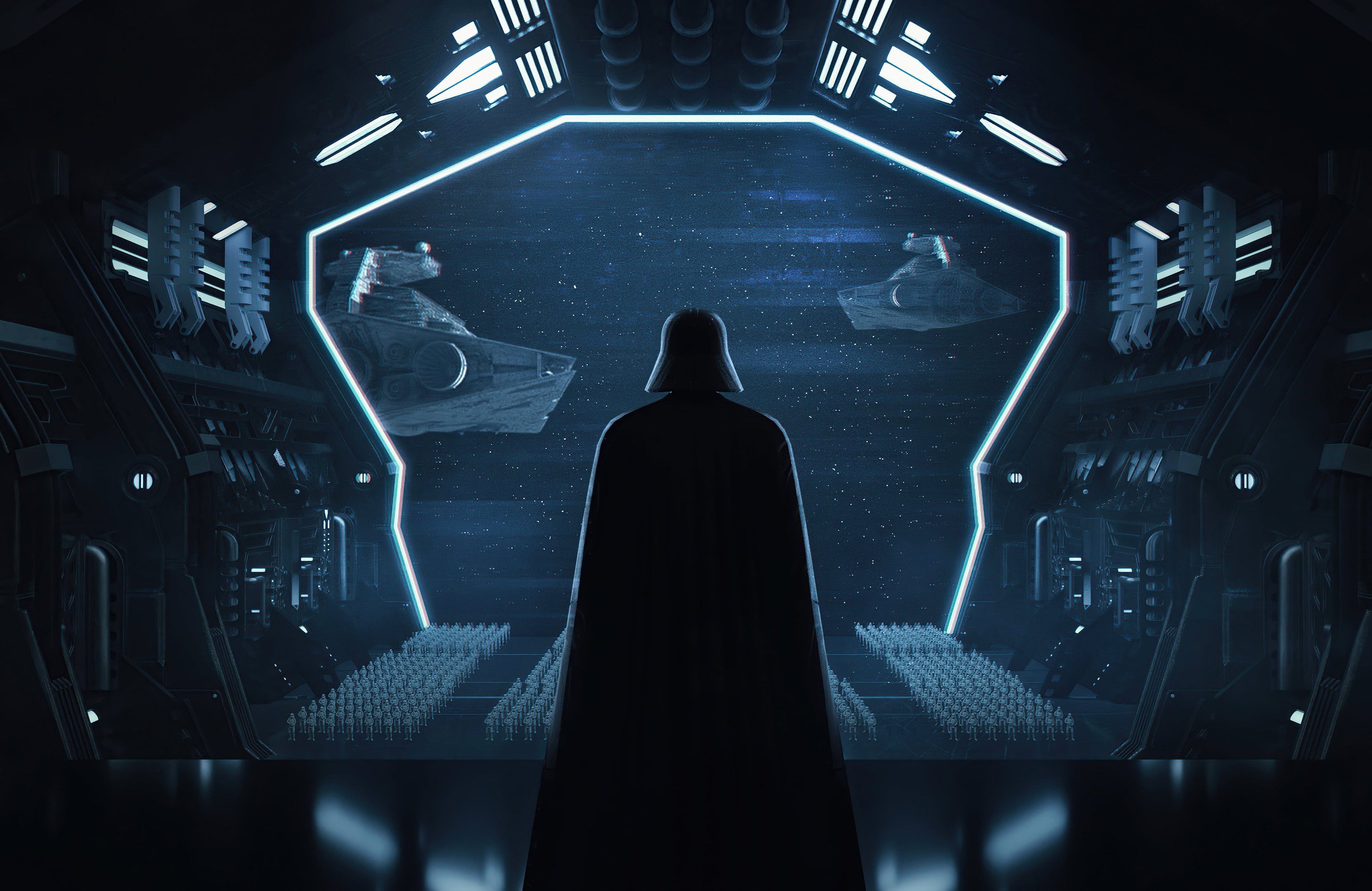 Darth Vader watches the fleet - Wallpapers for Apple MacBook 14.2″ in 3024x1964 resolution
