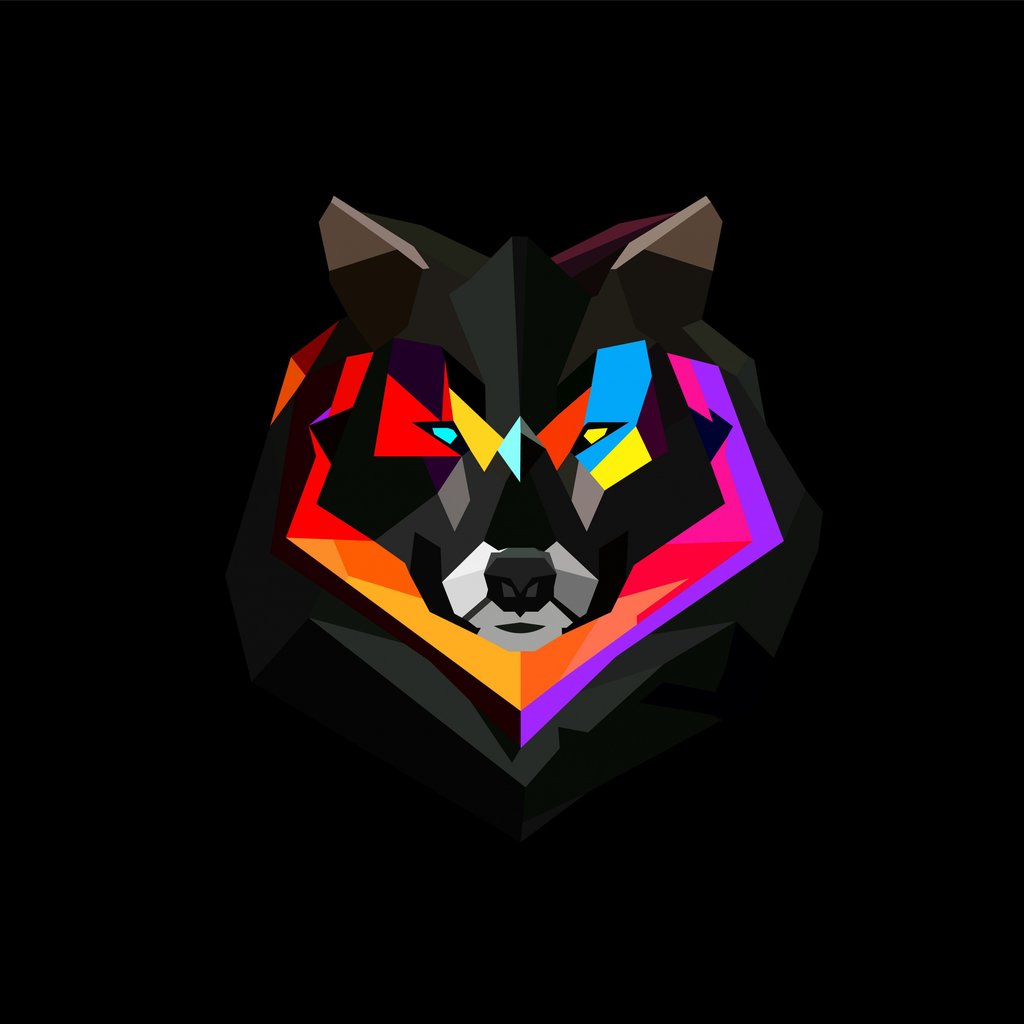 Geometric wolf head in low poly - Wallpapers for Apple iPad 1 in 1024x1024 resolution