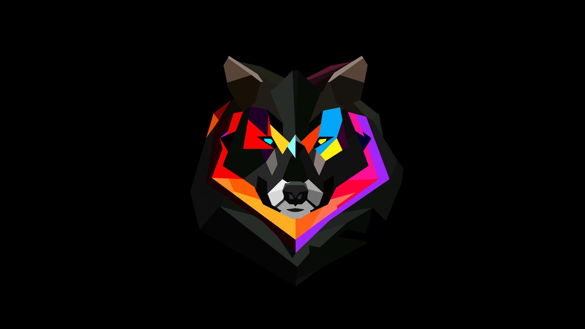 Geometric wolf head in low poly - Full HD wallpapers in 1920x1080 resolution