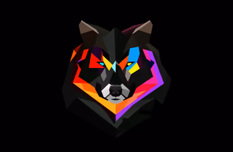 Full HD обои геометрия (1920x1080): волк, low poly, лицо, геометрия