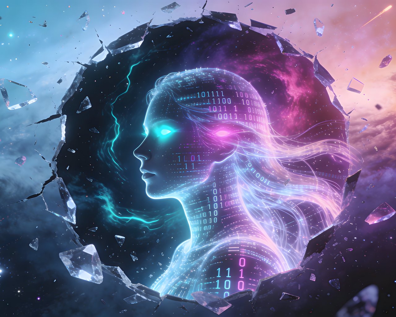Futuristic girl with binary code - SXGA wallpapers in 1280x1024 resolution