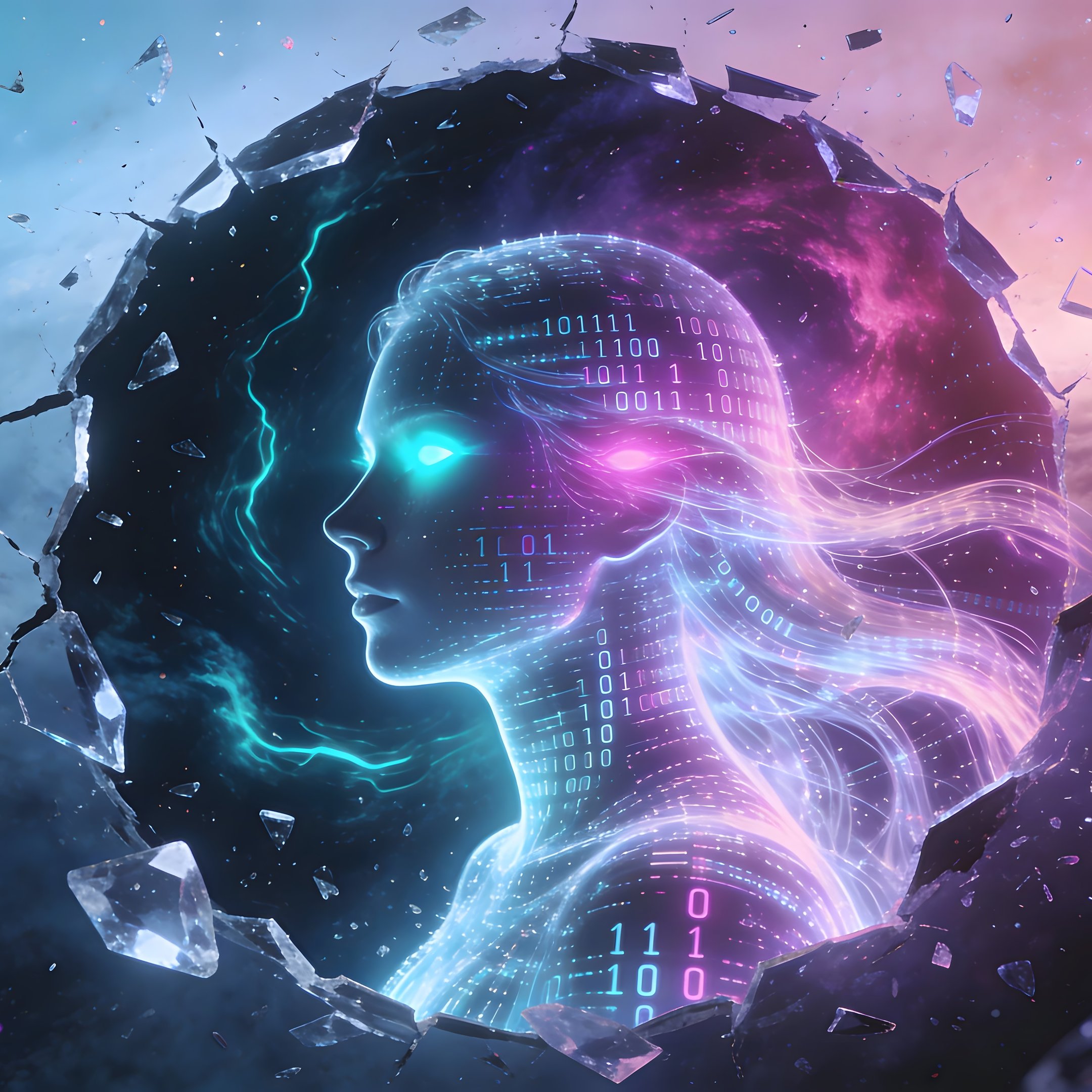 Futuristic girl with binary code - Wallpapers for iPad 10.2″ in 2160x2160 resolution