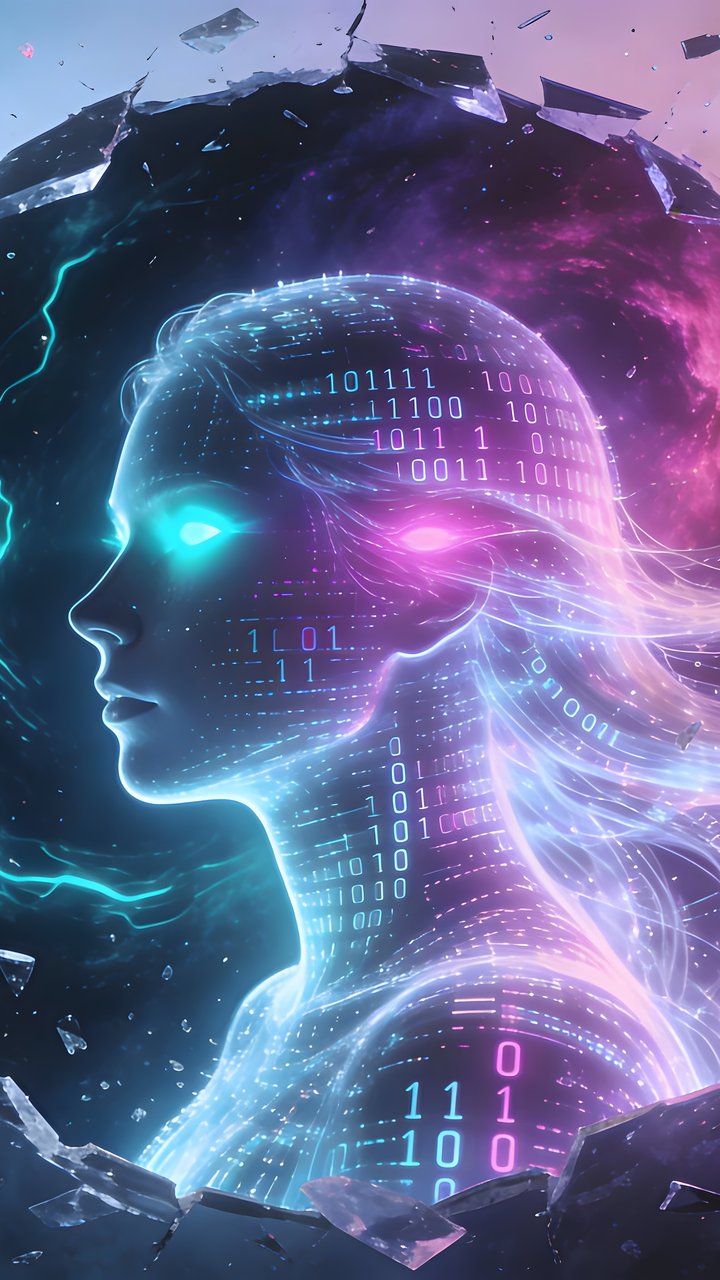 Futuristic girl with binary code - Wallpapers for Samsung/LG in 720x1280 resolution