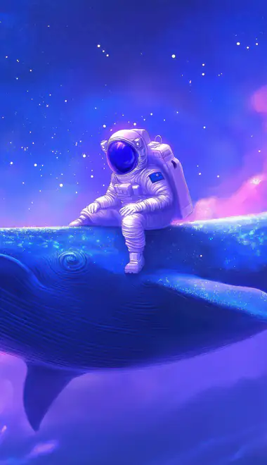 imagination Wallpapers for iPhone 17 Pro/17/16 Pro (1206x2622): astronaut, whale, surrealism, constellation
