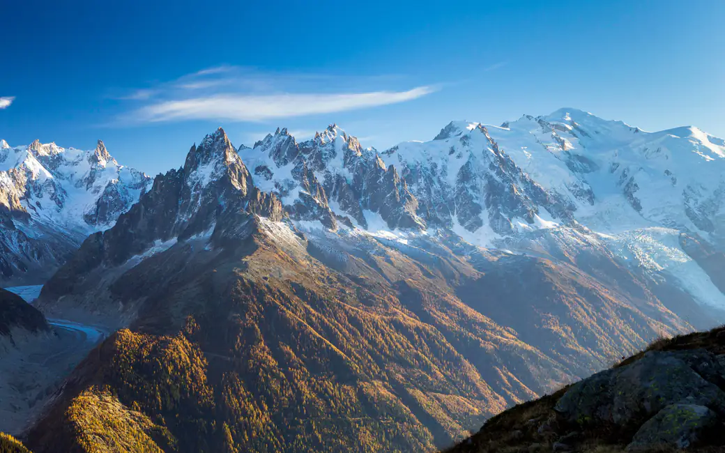Snowy Alps in the vicinity of Chamonix, France — desktop and phone wallpaper, free download