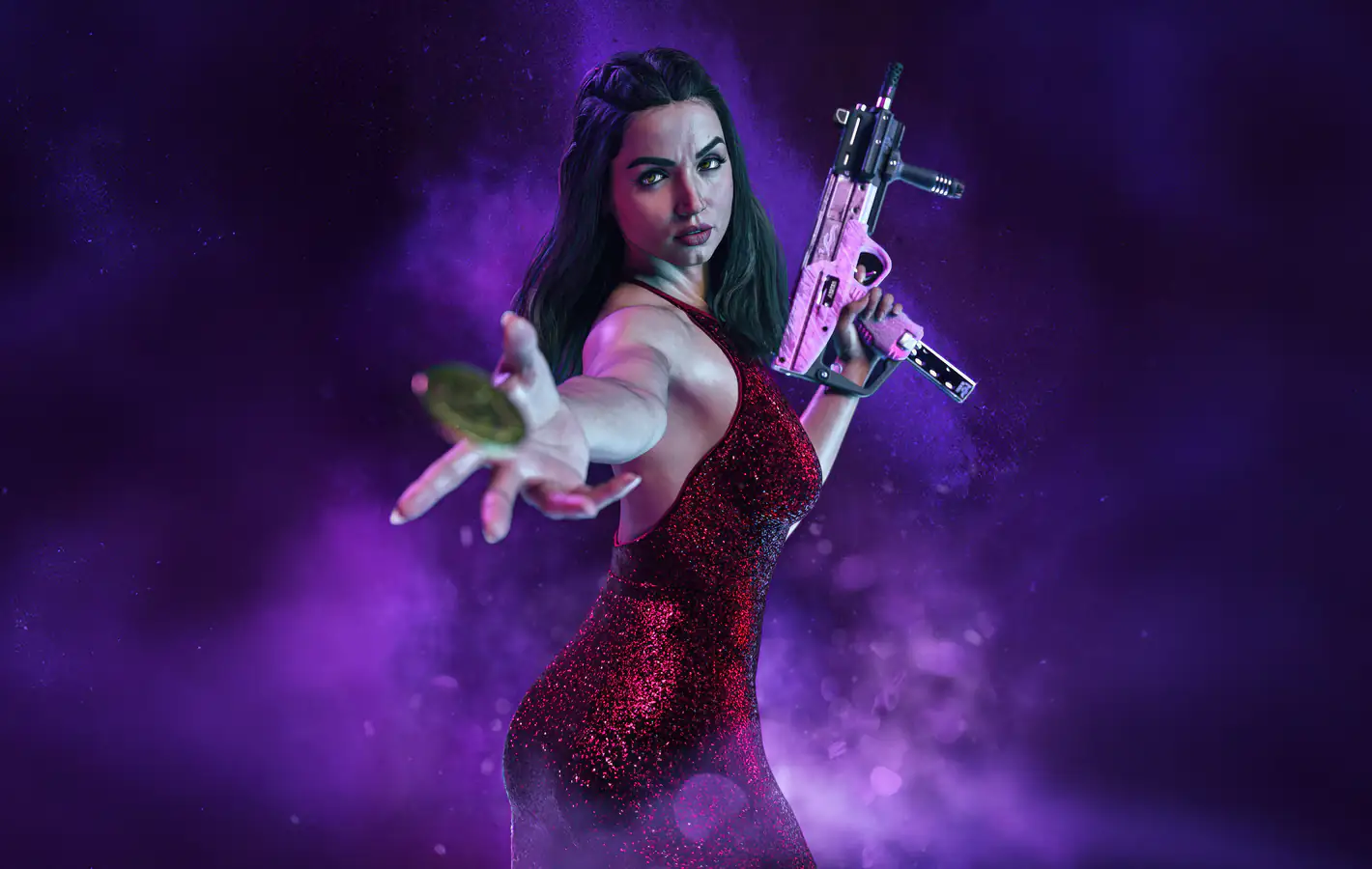 Ana de Armas from Ballerina in a Red Dress — desktop and phone wallpaper, free download