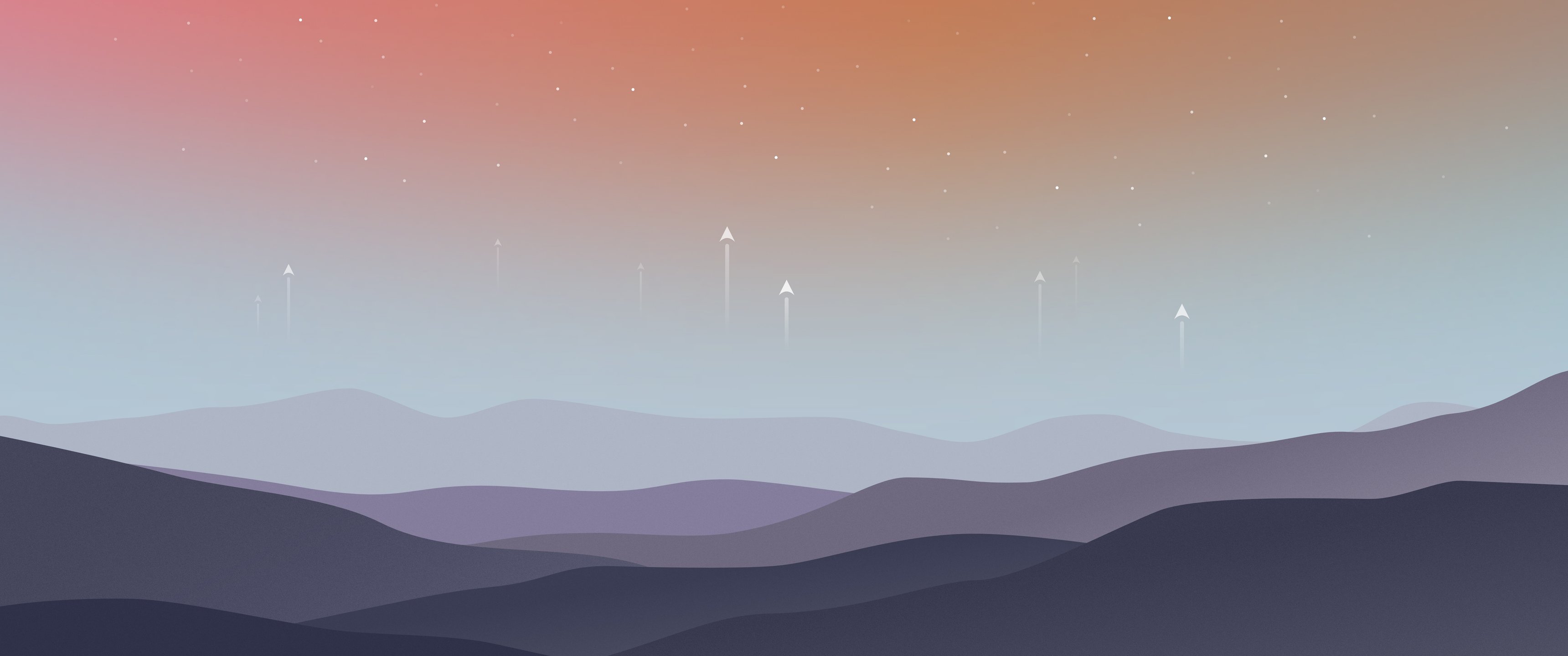 Abstract hills at sunset - UltraWide 21:9 wallpapers in 3440x1440 resolution