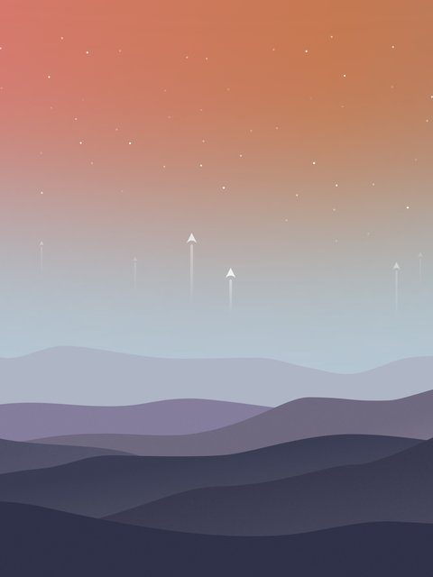 Abstract hills at sunset - Wallpapers for HTC/BlackBerry in 480x640 resolution