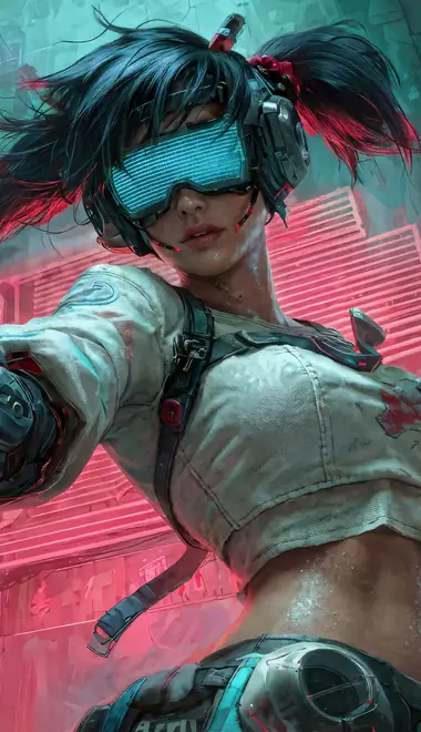 Wallpapers for iPhone 17 Pro/17/16 Pro (1206x2622): cyberpunk, girls, pistol, neon