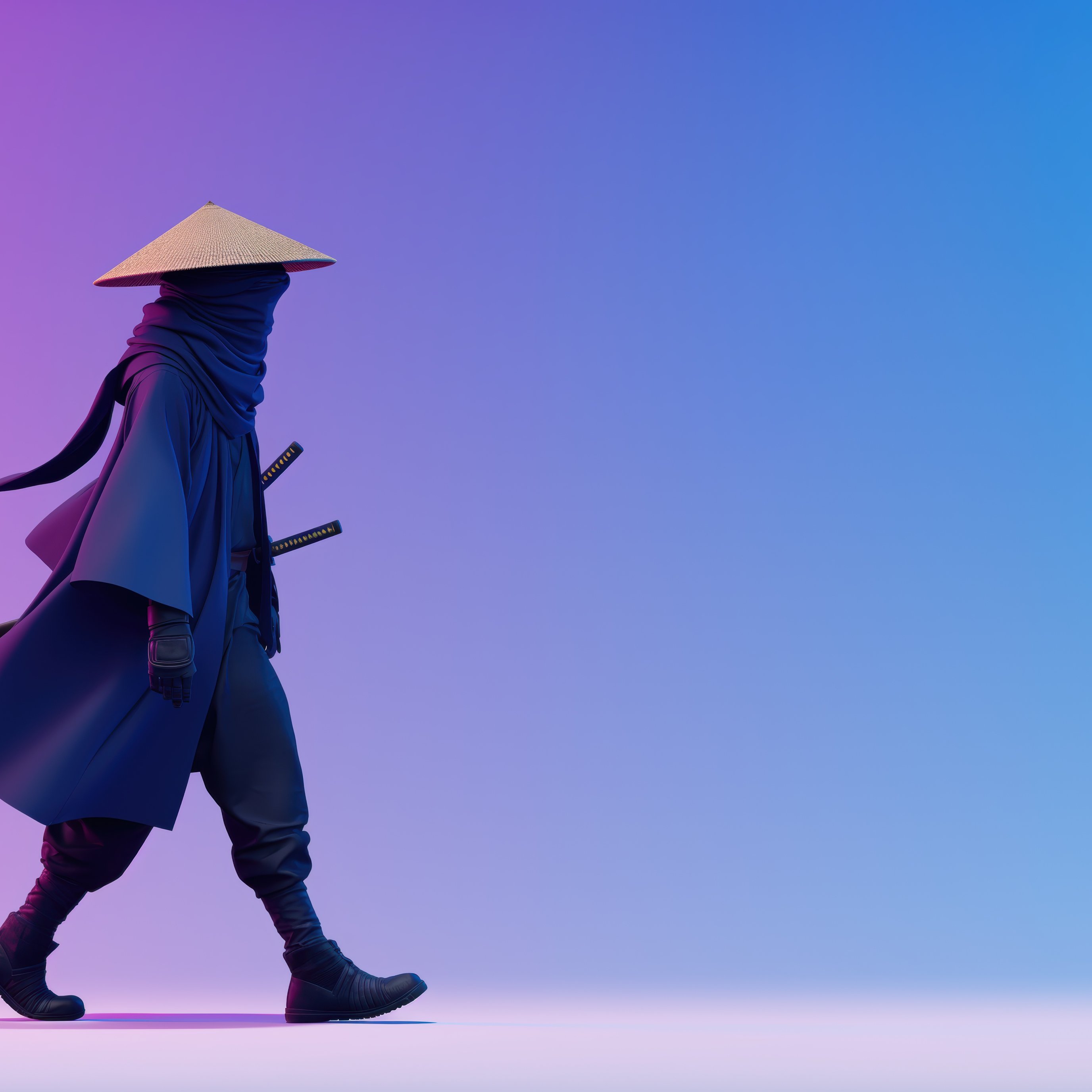 Ninja with a straw hat and katanas - Wallpapers for iPad Pro 13″ in 2752x2752 resolution