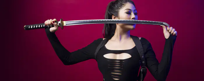 People wallpapers: woman, bodysuit, tights, katana
