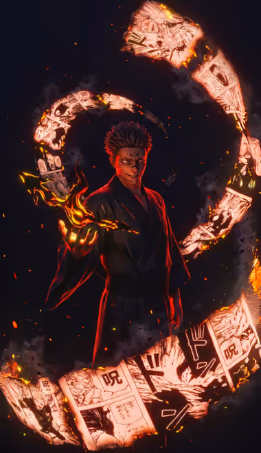 Spirit Wallpapers for iPhone 4/4S (640x960): Ryomen Sukuna, Jujutsu Kaisen, manga, fire