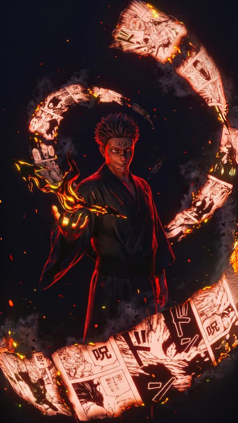 Ryomen Sukuna controlling cursed energy - Wallpapers for LG/ASUS in 480x854 resolution