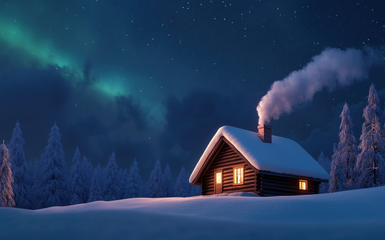 Winter house under the Northern Lights - WXGA_1280 wallpapers in 1280x800 resolution