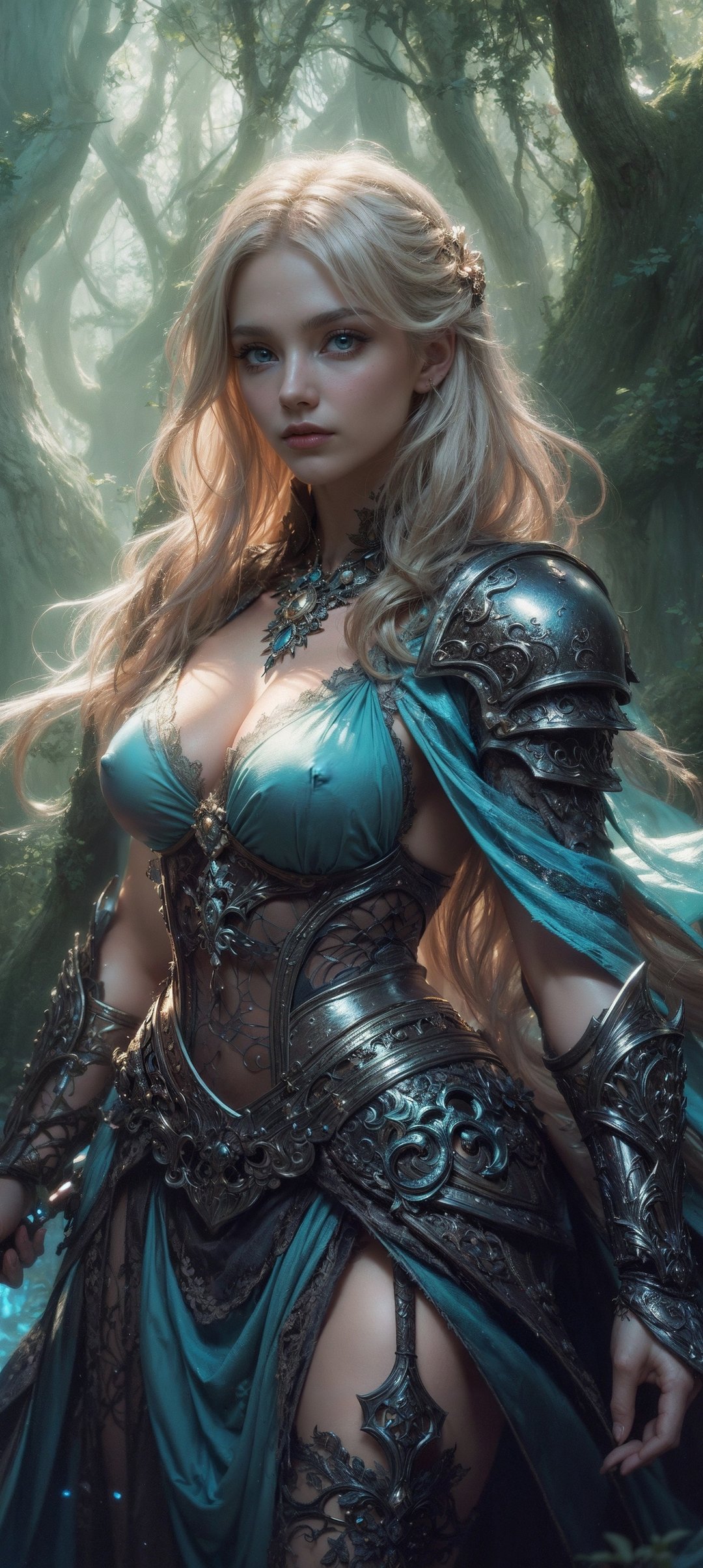 Fantasy warrior in armor in the forest - Wallpapers for Samsung Galaxy A13/A14/A53, Realme 12 Pro 5G, POCO M5 in 1080x2408 resolution