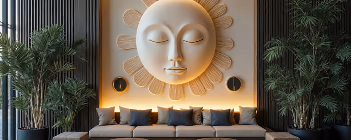 Interior design wallpapers: art wall, modern design, Sun, room