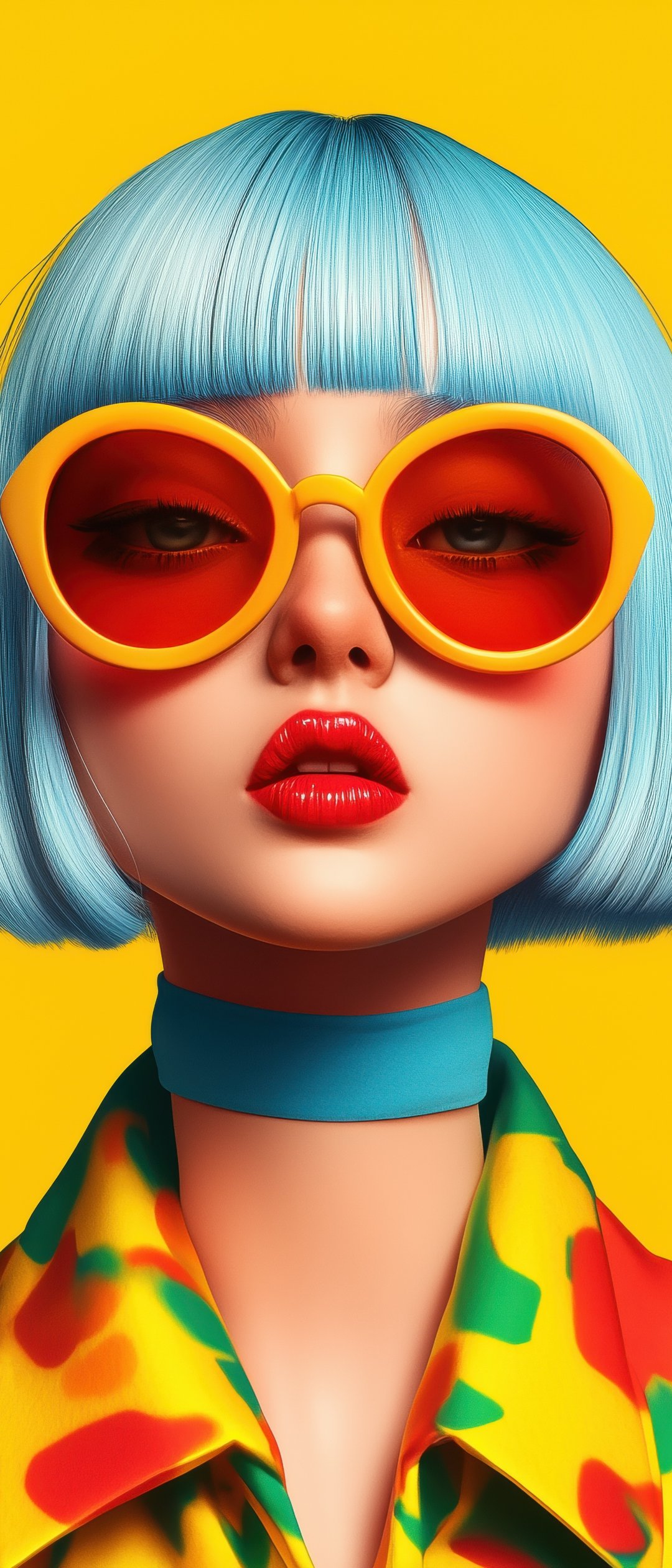 Fashionable girl with bright glasses - Wallpapers for Samsung Galaxy Z Flip7, Sony Xperia 5 II/5 III/5 V/10 IV/10 V, Xiaomi Mix Fold 3 in 1080x2520 resolution