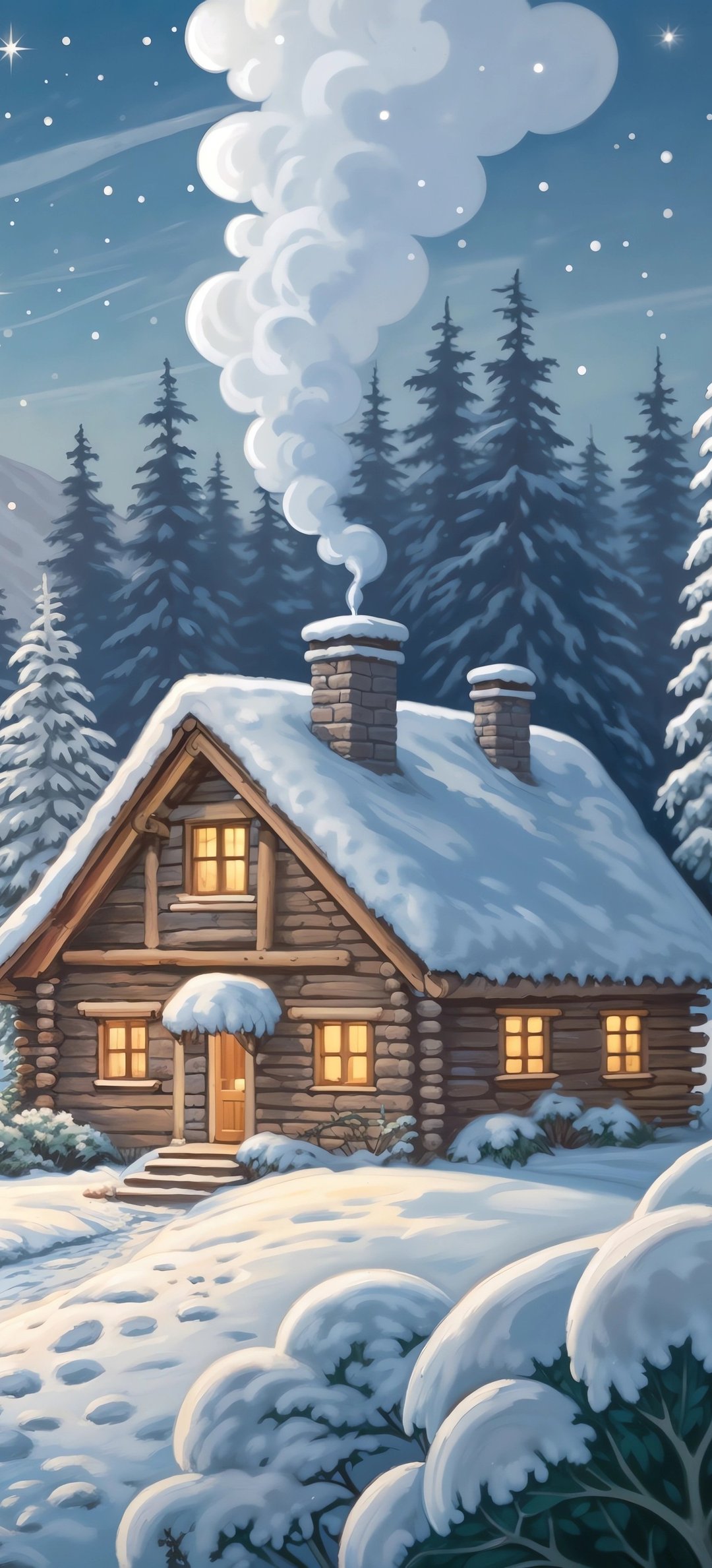 Snow hut in the moonlight - Wallpapers for Honor/Huawei in 1080x2376 resolution