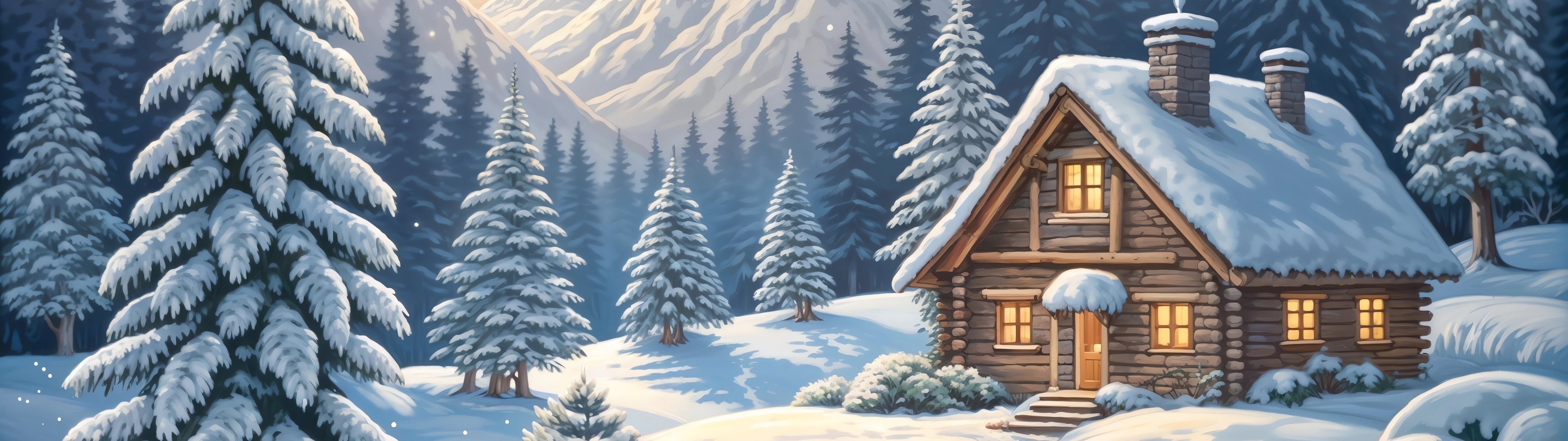 Snow hut in the moonlight - UltraWide 32:9 wallpapers in 5120x1440 resolution
