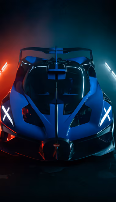 Cars wallpapers: Bugatti Bolide, neon, hypercar, carbon fiber