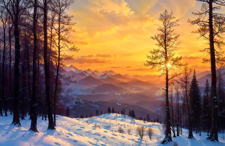 Wallpapers for Samsung Galaxy Tab (1340x1340): winter, snow, forest, sunset
