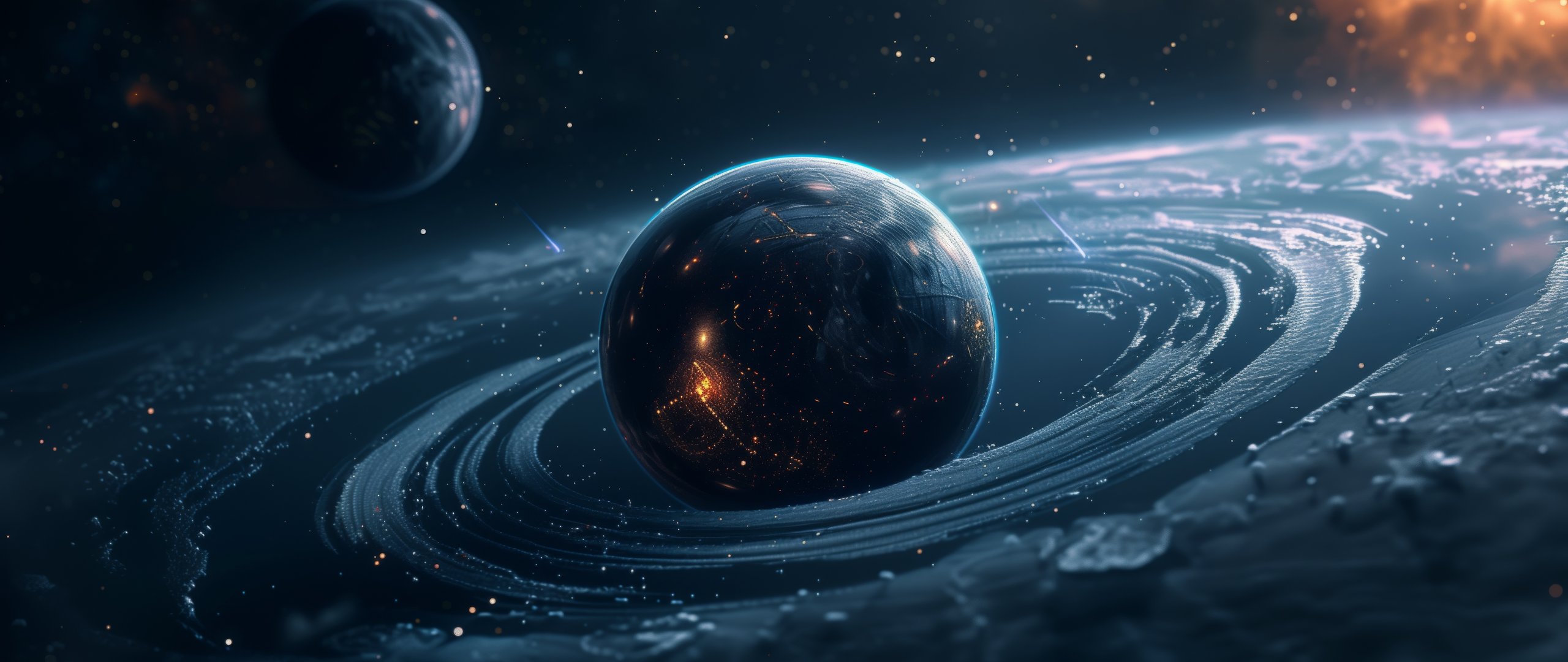 Dark planet with rings - UltraWide 21:9 wallpapers in 2560x1080 resolution