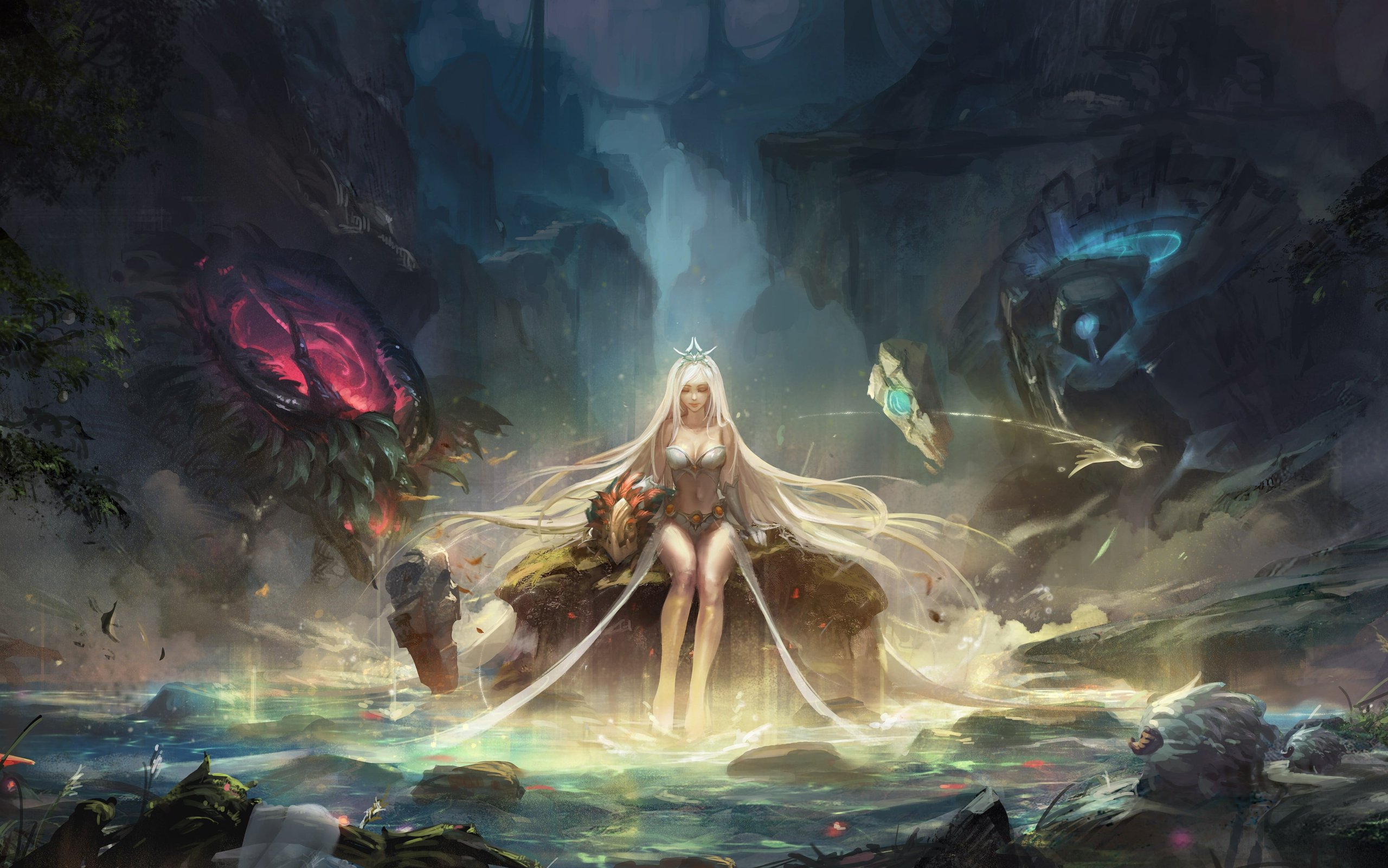 Girl with long hair in a cave - WQXGA and for Apple MacBook Air 13 wallpapers in 2560x1600 resolution