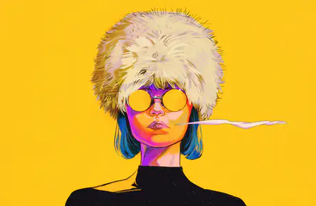 WSXGA+ wallpapers (1680x1050): woman, blue hair, glasses, hat