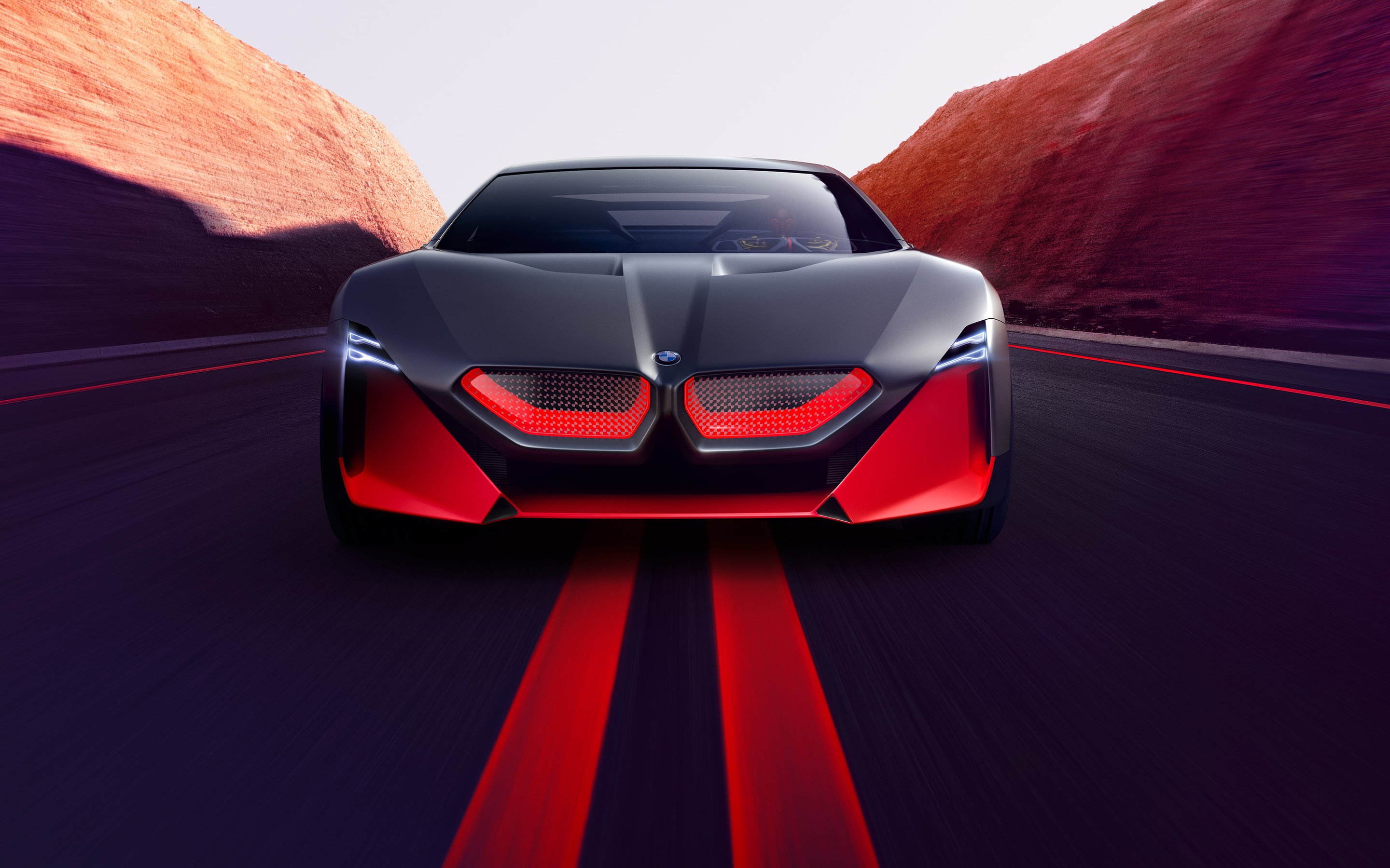 BMW Vision concept car speeding on highway - Wallpapers for Apple MacBook 15″ in 2880x1800 resolution