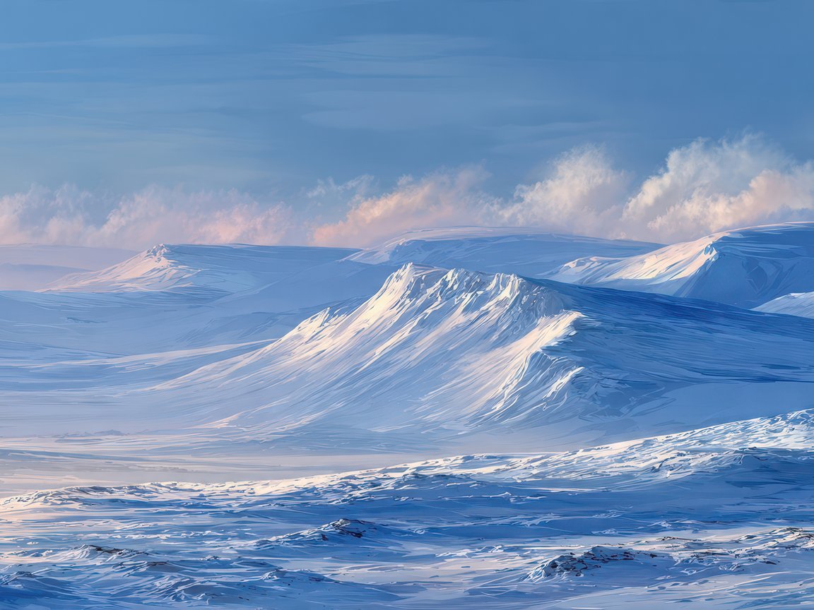Snowy desert with hills - XGA+ wallpapers in 1152x864 resolution