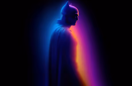 Illustrations wallpapers: Batman, silhouette, neon, cloak