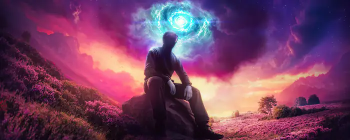 UltraWide 21:9 wallpapers (2560x1080): man, field, portal, sunset