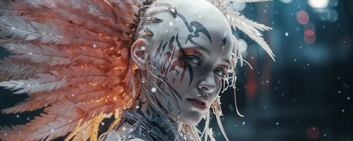 5K2K UltraWide 21:9 cybernetics wallpapers (5120x2160): cyborg, futurism, makeup, tattoos