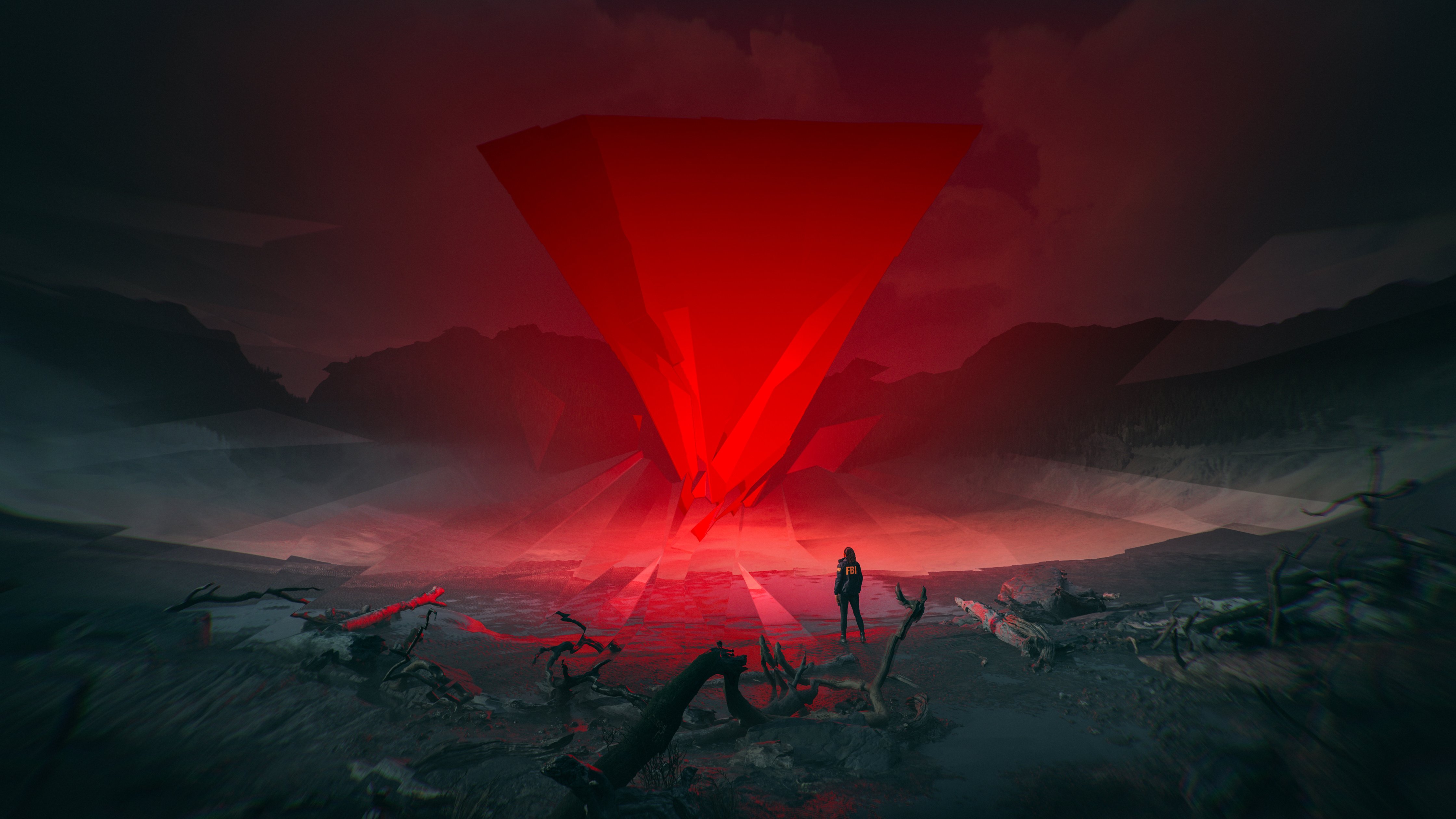Alan Wake at the Ominous Red Light - Wallpapers for Apple iMac 24″ in 4480x2520 resolution