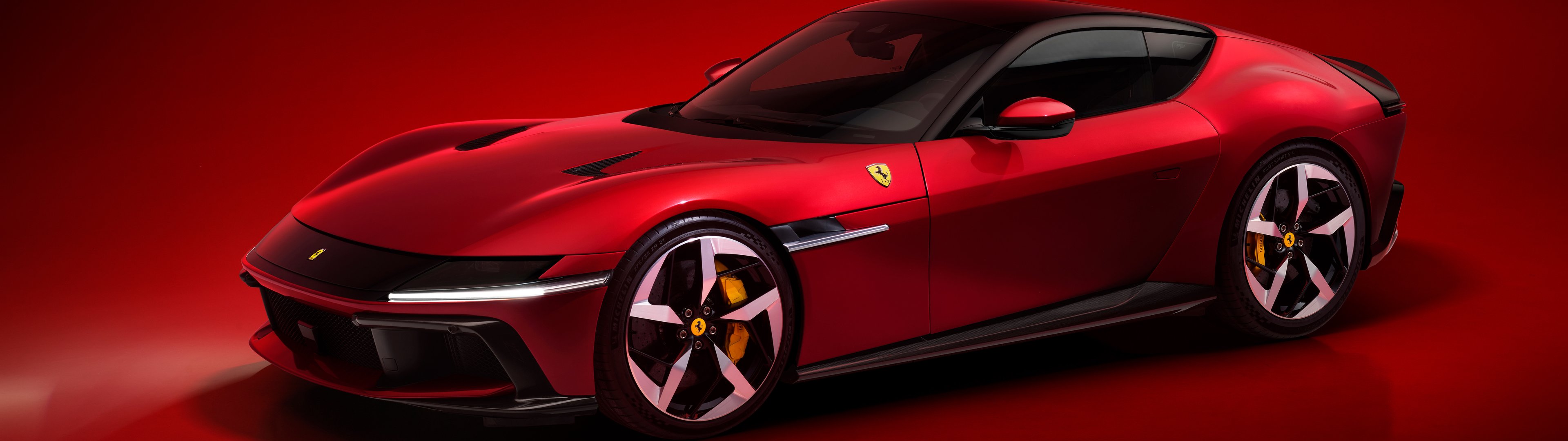 Red Ferrari 12Cilindri front view - UltraWide 32:9 wallpapers in 3840x1080 resolution