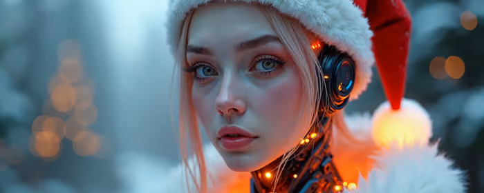 Technology wallpapers: robot, woman, Santa Claus, santa hat
