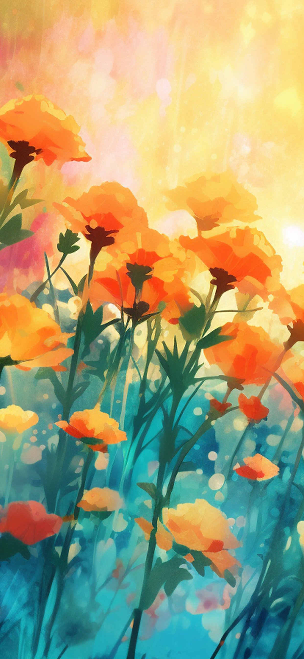 Orange flowers bloom in summer light - Wallpapers for iPhone 11 Pro Max in 1242x2688 resolution