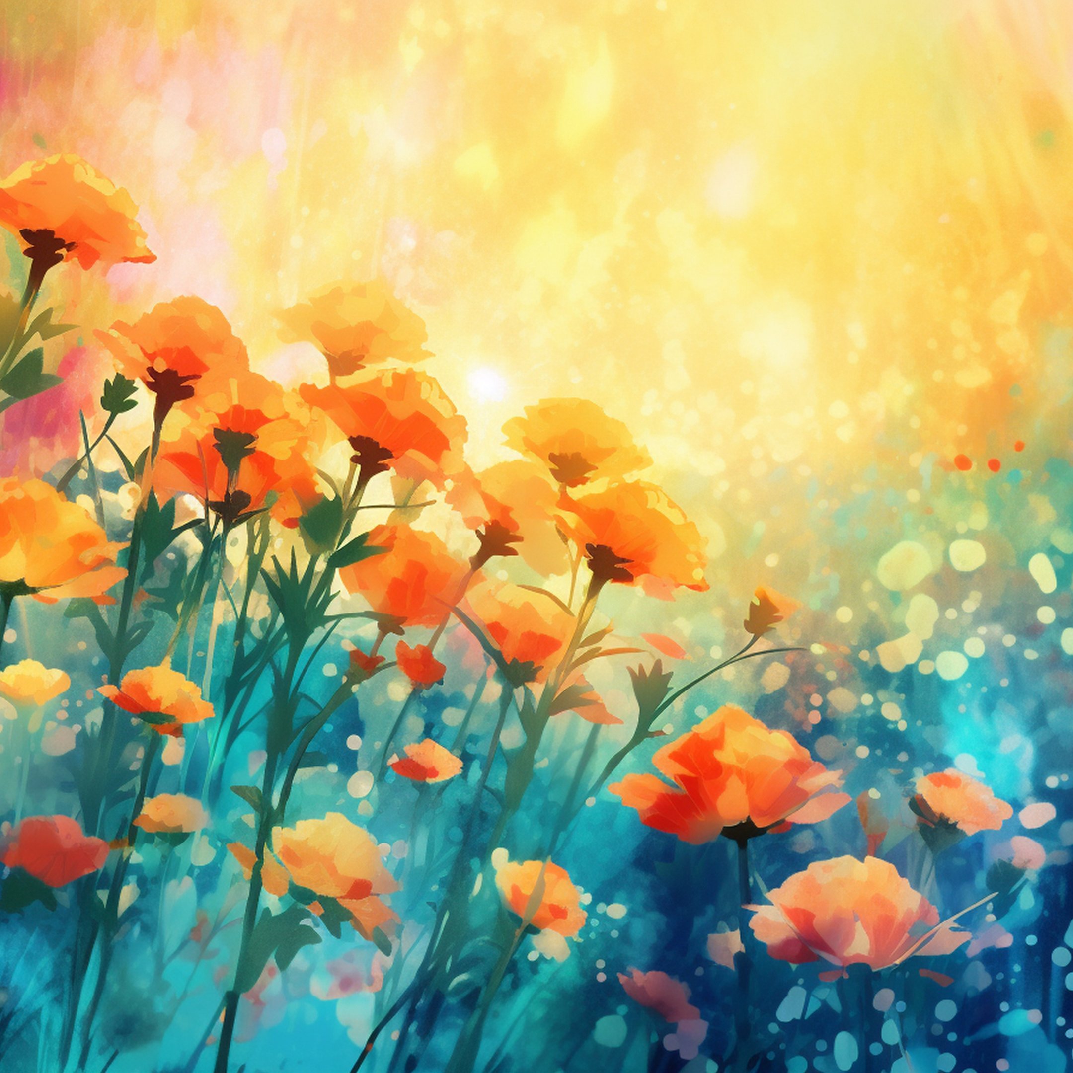 Orange flowers bloom in summer light - Wallpapers for iPad 10.2″ in 2160x2160 resolution