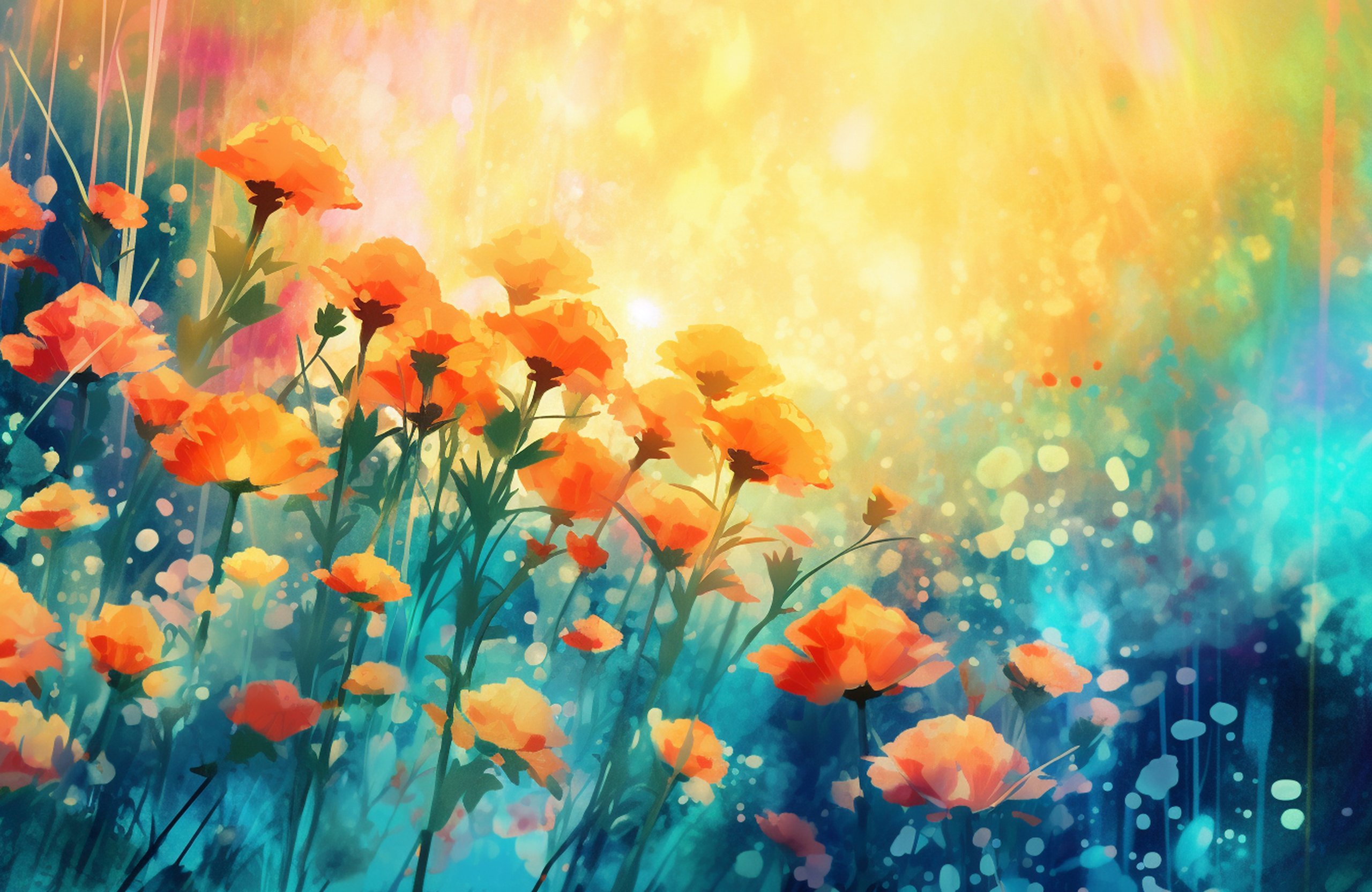 Orange flowers bloom in summer light - Wallpapers for Apple MacBook Air 13 M2″ in 2560x1664 resolution